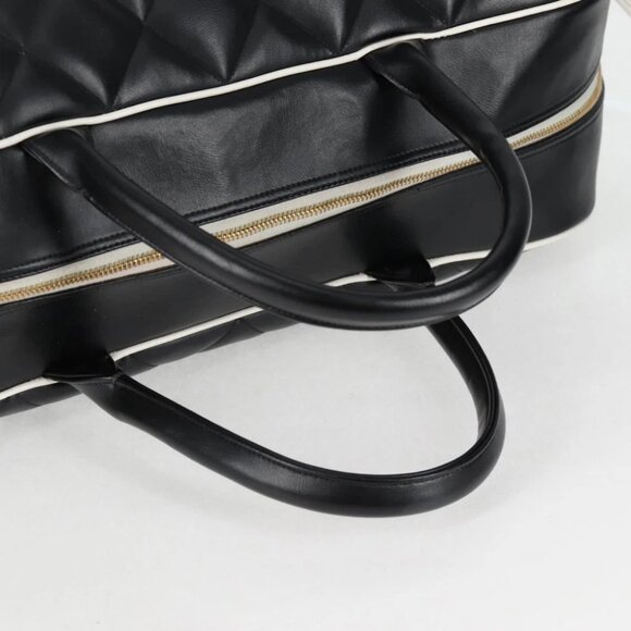 CHANEL Matelasse Boston Bag Calf Skin Black CC Auth 127925V - Picture 8 of 15